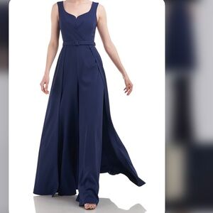NWT Kay Unger ROSETTA walk thru Navy Jumpsuit Sz 2